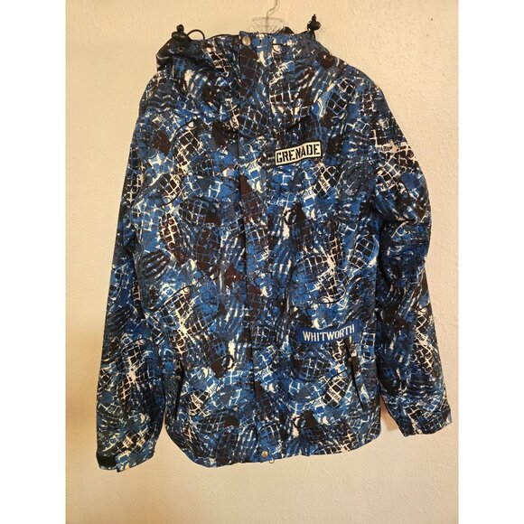 Grenade Snowboard Ski Jacket Mens Parka Jacket Shell w/Hood All Over Print Sz M - Picture 1 of 11